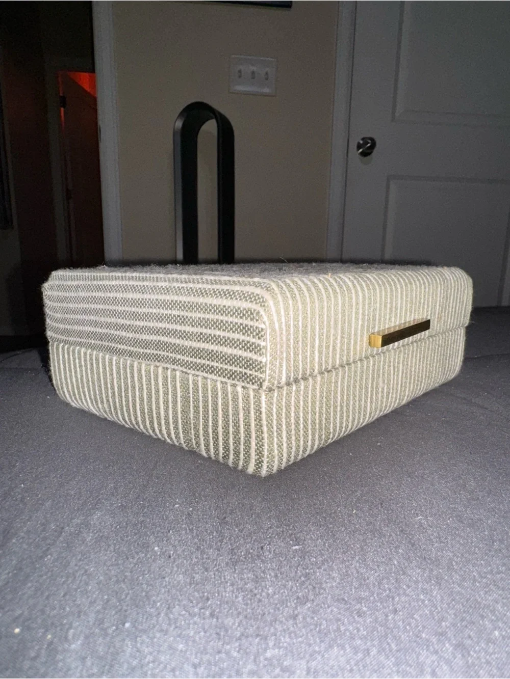 Sage & White Striped Fabric Accessory Box